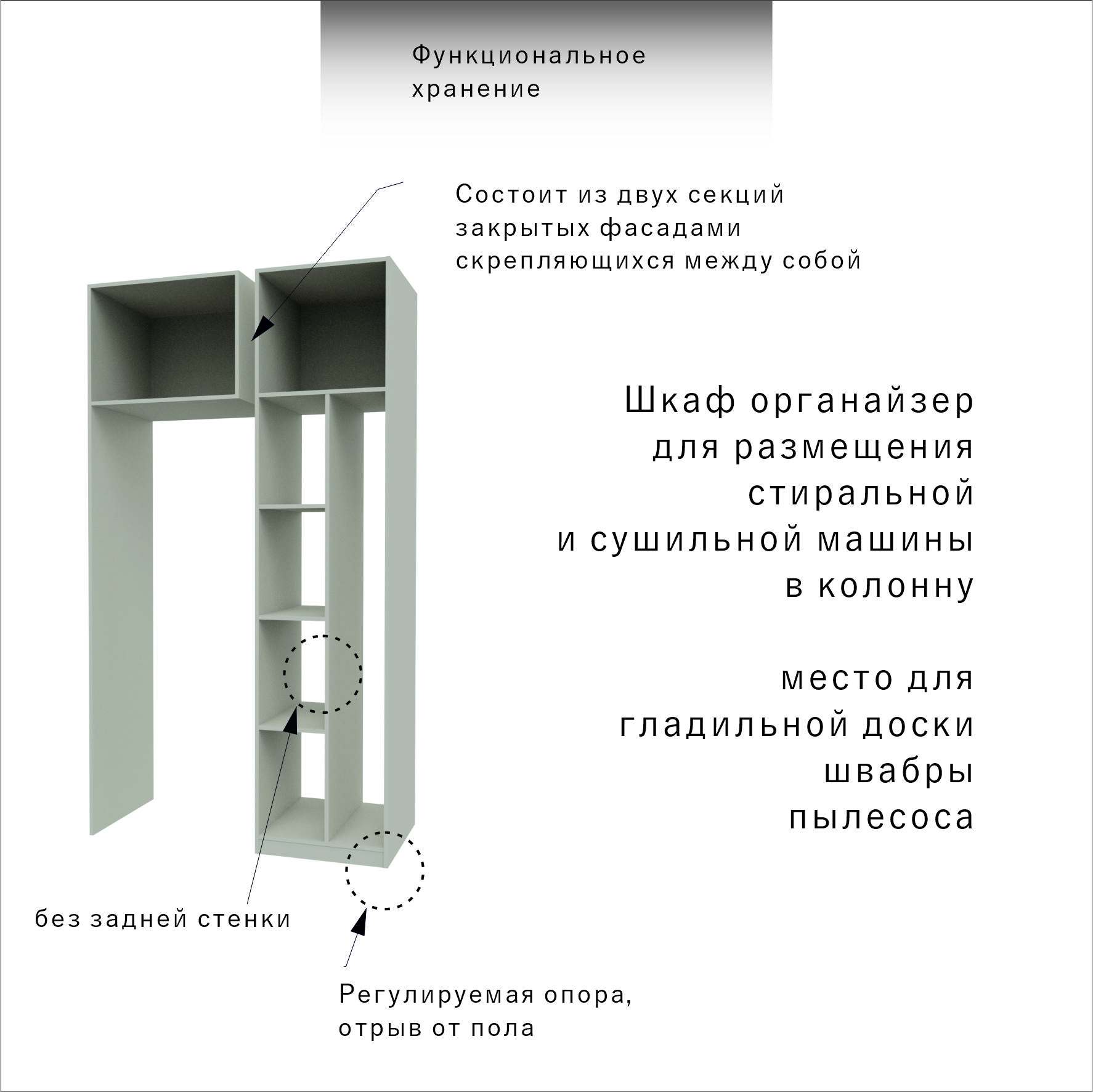 Шкаф для стиральной и сушильной машины закрытый 1200мм — изображение 10
